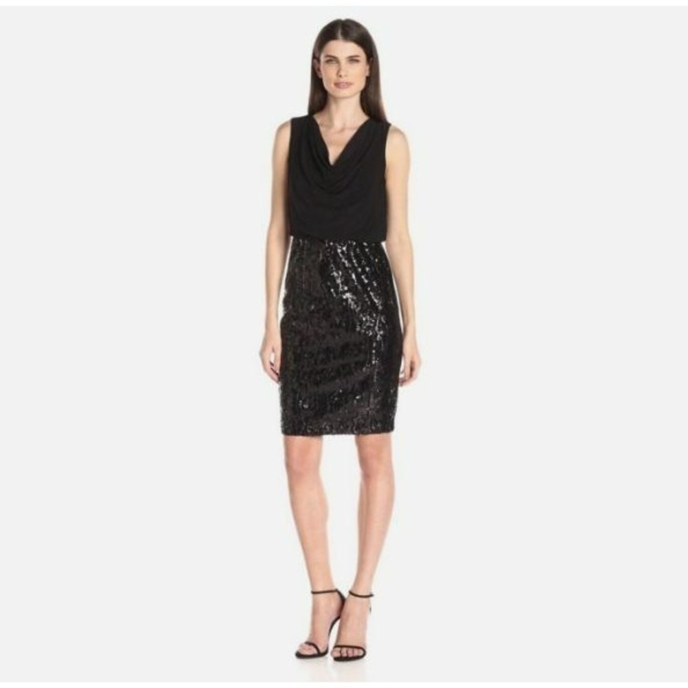 Calvin Klein Black Sequin Blouson Dress‎ Size 8